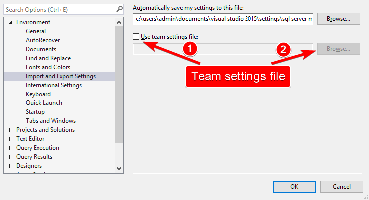 Import and Export Settings